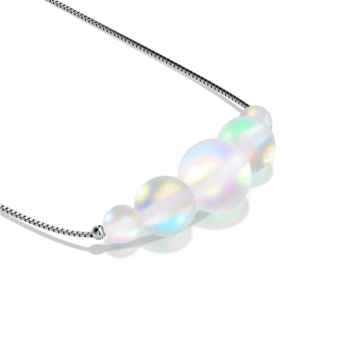 Regenbogenweiß | 925 Sterlingsilber | Meerjungfrau-Halskette mit Unendlichkeitsverschluss